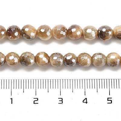 Electroplated Natural Tiger Eye Round Beads Strands G-L598-A04-01-1