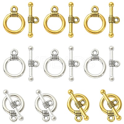 20Pcs 2 Colors Tibetan Style Alloy Toggle Clasps FIND-YW0004-22-1