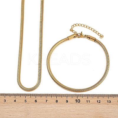 304 Stainless Steel Round Snake Chain Necklaces & Bracelets Sets for Men Women SJEW-F225-01G-1