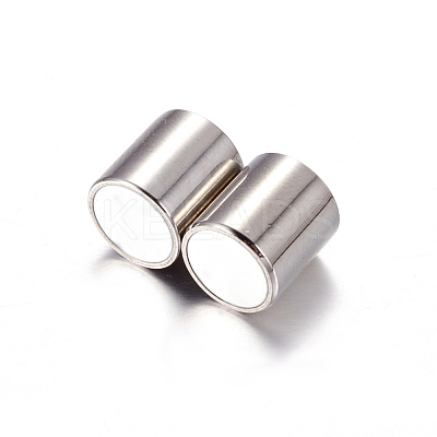 Tarnish Resistant Column 304 Stainless Steel Magnetic Clasps with Glue-in Ends STAS-I026-01-1
