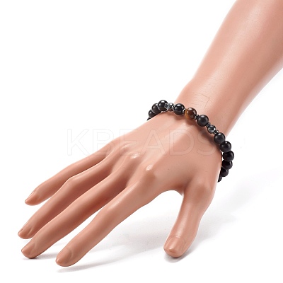 Energy Power Round Beads Stretch Bracelet for Men Women BJEW-JB06901-1