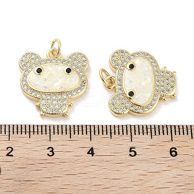 Brass Micro Pave Clear Cubic Zirconia Pendants KK-L213-027G-1
