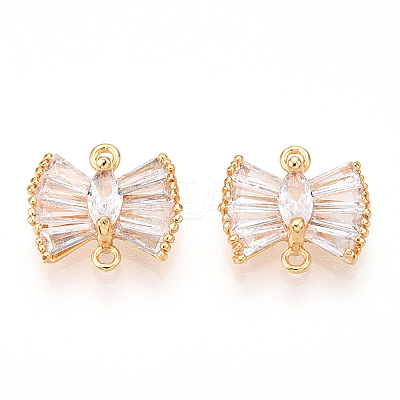 Brass Pave Clear Cubic Zirconia Connector Charms KK-N254-167G-1
