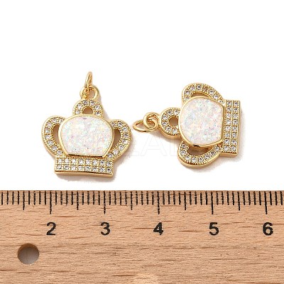 Brass Micro Pave Cubic Zirconia with Synthetic Opal Pendants KK-D096-18G-1