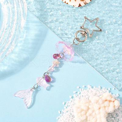 Flower Glass & Acrylic & Alloy Pendant Decorations KEYC-FS00033-03-1