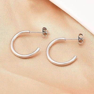 316 Stainless Steel C-Shaped Stud Earrings EJEW-D339-03P-1