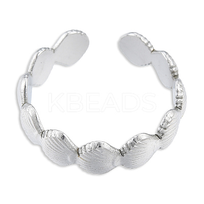 304 Stainless Steel Shell Wrap Open Cuff Ring for Women X-RJEW-N038-100P-1