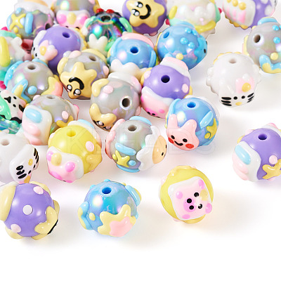 26Pcs 13 Styles Hand Painted Opaque Acrylic with Enamel Beads MACR-TA0001-93-1