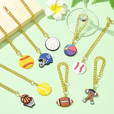 9Pcs 9 Styles Ball Game PVC Plastic Cup Charms HJEW-CJ0001-18-1