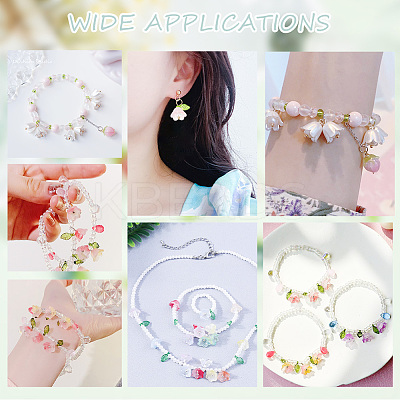 60Pcs 10 Color Glass Flower Pendants PALLOY-AB00190-1