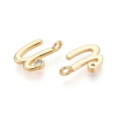 Brass Micro Pave Cubic Zirconia Charms KK-N263-97G-U-1