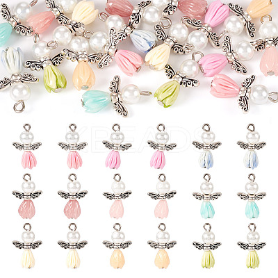 18Pcs 9 Colors Resin & Glass Pearl Angel Pendants FIND-TA0004-23-1