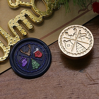 Christmas Series Wax Seal Brass Stamp Head LS-AJEW-M037-01G-28-1