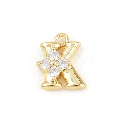 Brass Micro Pave Clear Cubic Zirconia Charms KK-Z151-18G-K-1