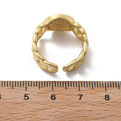 Brass Micro Pave Clear Cubic Zirconia Open Cuff Rings for Women RJEW-K289-02G-L-1