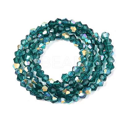 AB Color Plated Transparent Glass Beads Strands GLAA-G127-01-01G-1