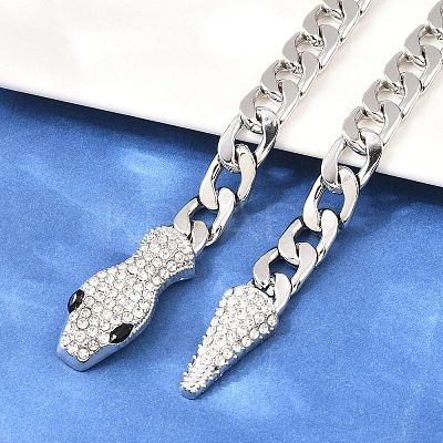 Alloy Rhinestone Snake Cuban Link Chain Necklaces for Women WGC9FDE-04-1