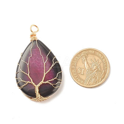Natural Crackle Agate Pendants PALLOY-JF01527-02-1