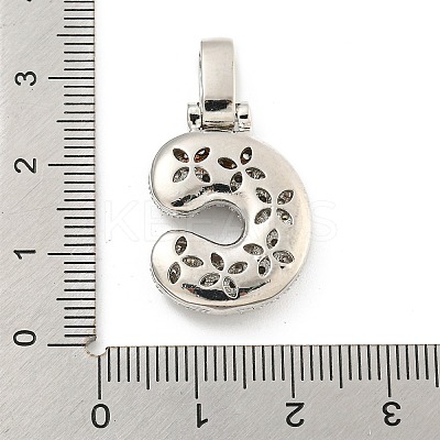 Brass Micro Pave Clear Cubic Zirconia Pendants KK-B099-01P-C-1