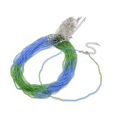 Faceted Rondelle Glass Beaded Necklace for Women NJEW-M208-02B-1