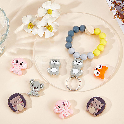 10Pcs 5 Style Food Grade Eco-Friendly Silicone Beads SIL-SC0001-11-1