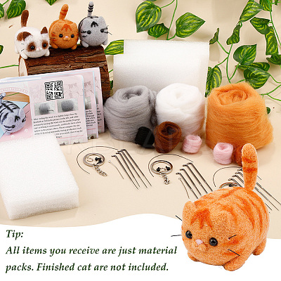 1 Set Cat Needle Felting Kit DIY-SC0030-17B-1