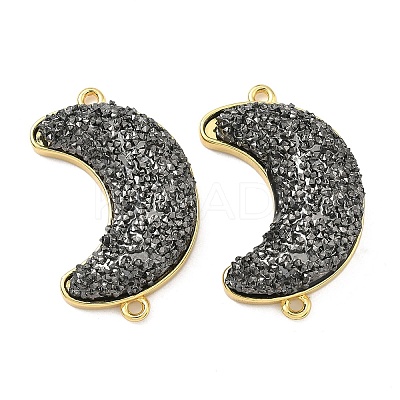 Brass with Druzy Resin Connector Charms KK-C158-05C-G-1