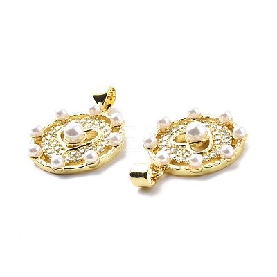 Brass Clear Cubic Zirconia Pendants KK-G446-15G-1