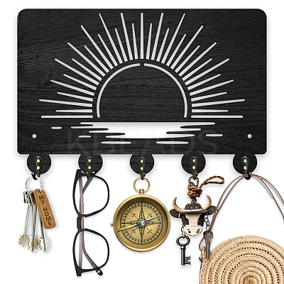 Wood & Iron Wall Mounted Hangers HJEW-WH0055-228-1