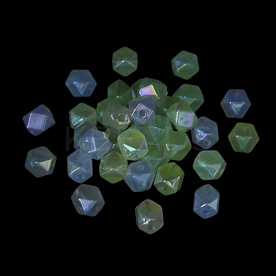 Polygon UV Plating Luminous Rainbow Iridescent Acrylic Beads LACR-R001-04A-1