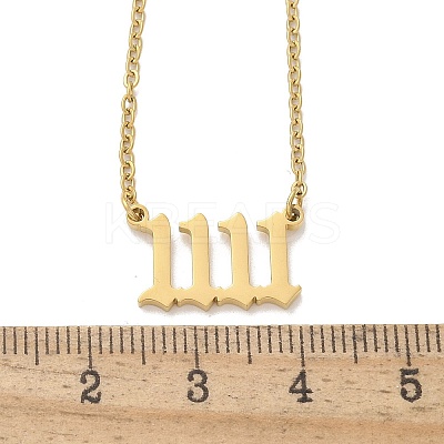 304 Stainless Steel Number 11:11 Pendant Necklaces NJEW-NH0002-01G-04-1