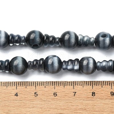 Cat Eye 3-Hole Guru Bead Strands G-K149-52A-1