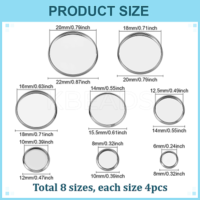 8 Styles Stainless Steel Brooch Findings STAS-PH0006-97-1