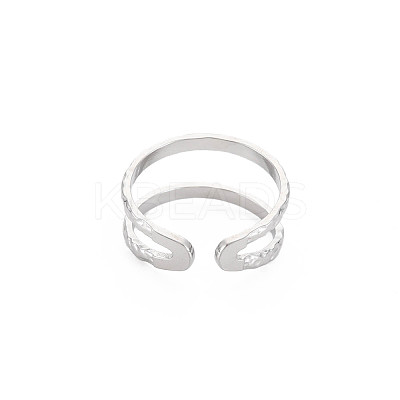 Non-Tarnish 304 Stainless Steel Double Line Open Cuff Ring for Women RJEW-S405-200P-1