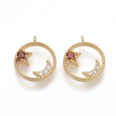 Brass Micro Pave Cubic Zirconia Charms KK-N216-27C-NF-1