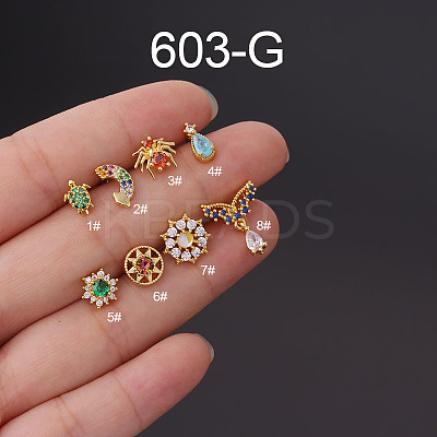 316L Surgical Stainless Steel Micro Pave Cubic Zirconia Cartilage Earrings WG7DF17-19-1