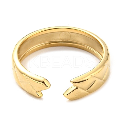 304 Stainless Steel Grooved Open Cuff Ring for Women RJEW-C016-27G-1