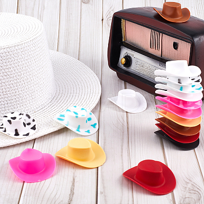 40Pcs 10 Styles Plastic Mini Western Cowboy Cowgirl Hat DOLL-CP0001-04-1