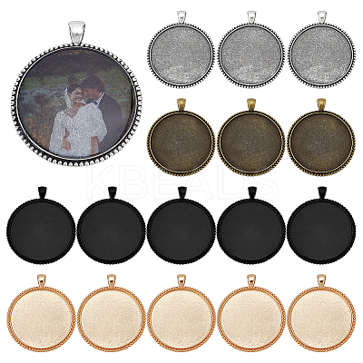 20Pcs 4 Colors Alloy Pendant Cabochon Settings FIND-PH0029-11-1