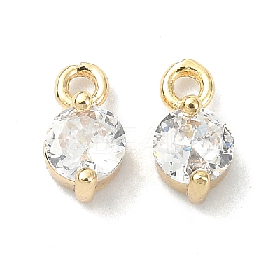 Brass Clear Cubic Zirconia Charms KK-B072-21G-1