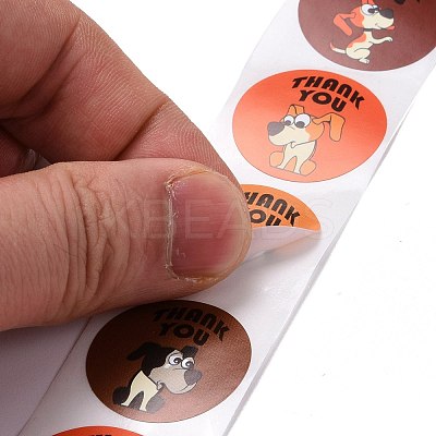 Flat Round Paper Thank You Stickers DIY-C042-12C-1