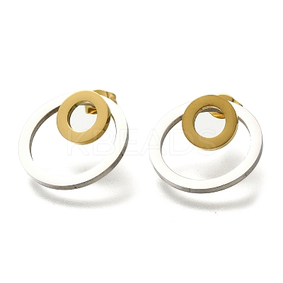 Ion Plating(IP) 304 Stainless Steel Stud Ring Stud Earrings EJEW-C118-02D-1