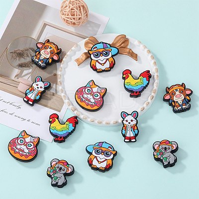 12Pcs 6 Style Food Grade Eco-Friendly Silicone Focal Beads SIL-SZ0002-72B-1