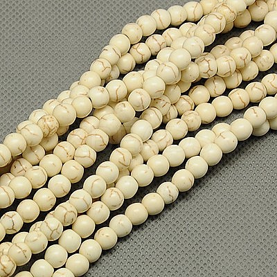 1 Strand Dyed Lemon Chiffon Round Synthetic Turquoise Beads Strands X-TURQ-G106-6mm-02Q-1