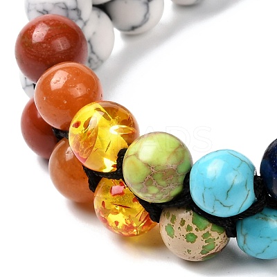 Round Synthetic Howlite & Mixed Stone Braided Bead Bracelet for Girl Wome X1-BJEW-JB06961-02-1
