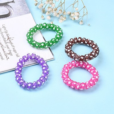 Printed Plastic Telephone Cord Elastic Hair Ties OHAR-R111-13-1