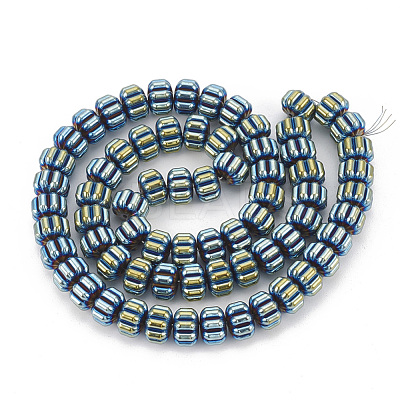 Electroplate Non-magnetic Synthetic Hematite Corrugated Beads Strands G-T061-108C-1