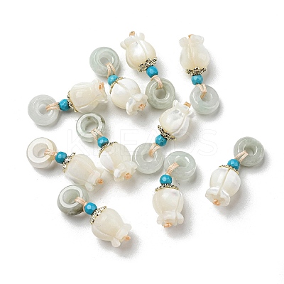 Natural Jade Donut Pendants SSHEL-R050-03G-1