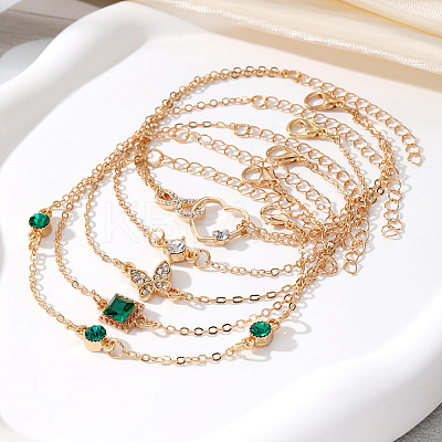 5Pcs 5 Styles Alloy Chain Bracelet & Bangle Set for Women WG6073F-01-1