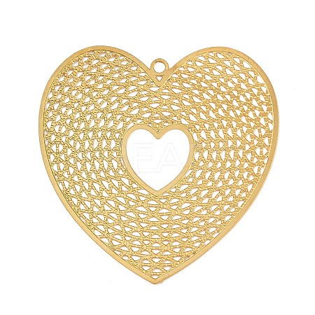 304 Stainless Steel Etched Metal Embellishments Pendants STAS-H236-05G-1